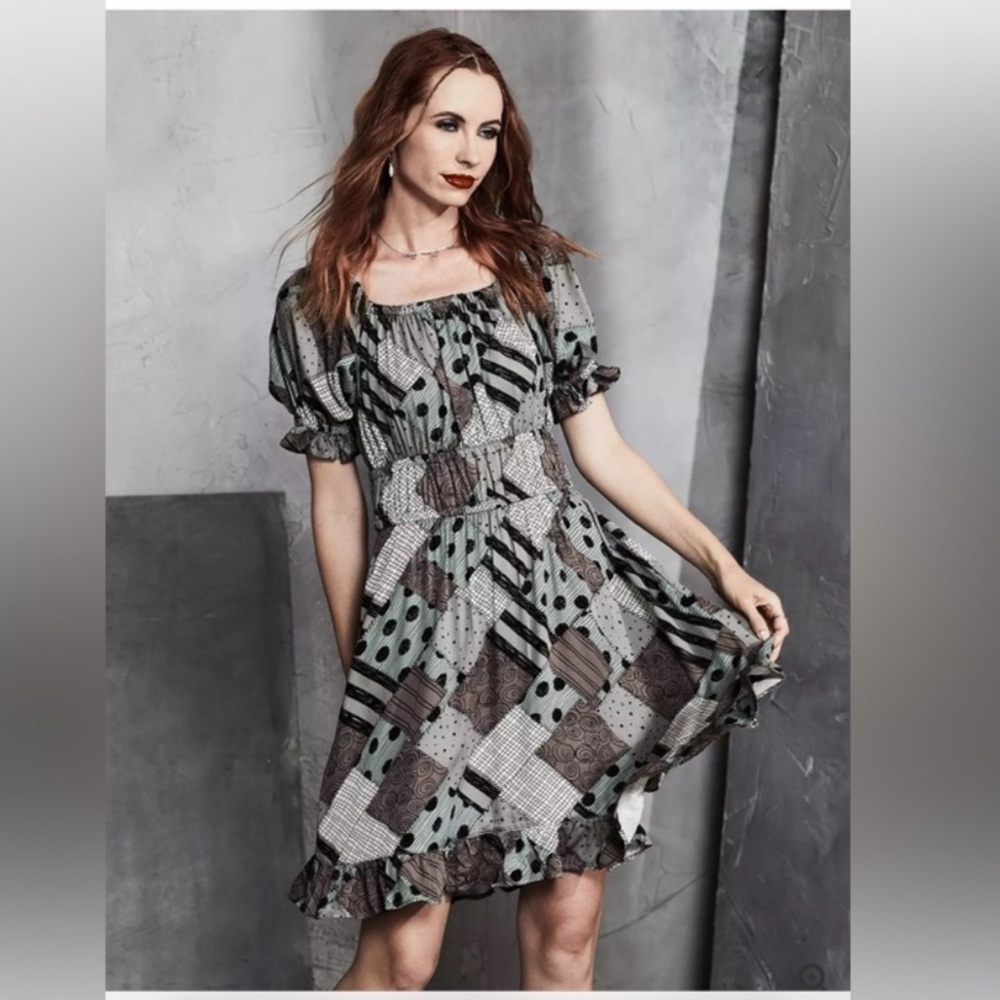 Disney x Box Lunch Nightmare Before Christmas Sally Patterned Smock Dress Sz 2